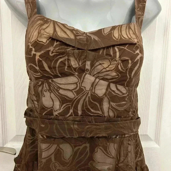 BCBG Brown, Ruffle Skirt Dress, Sz 12 - Picture 2 of 8